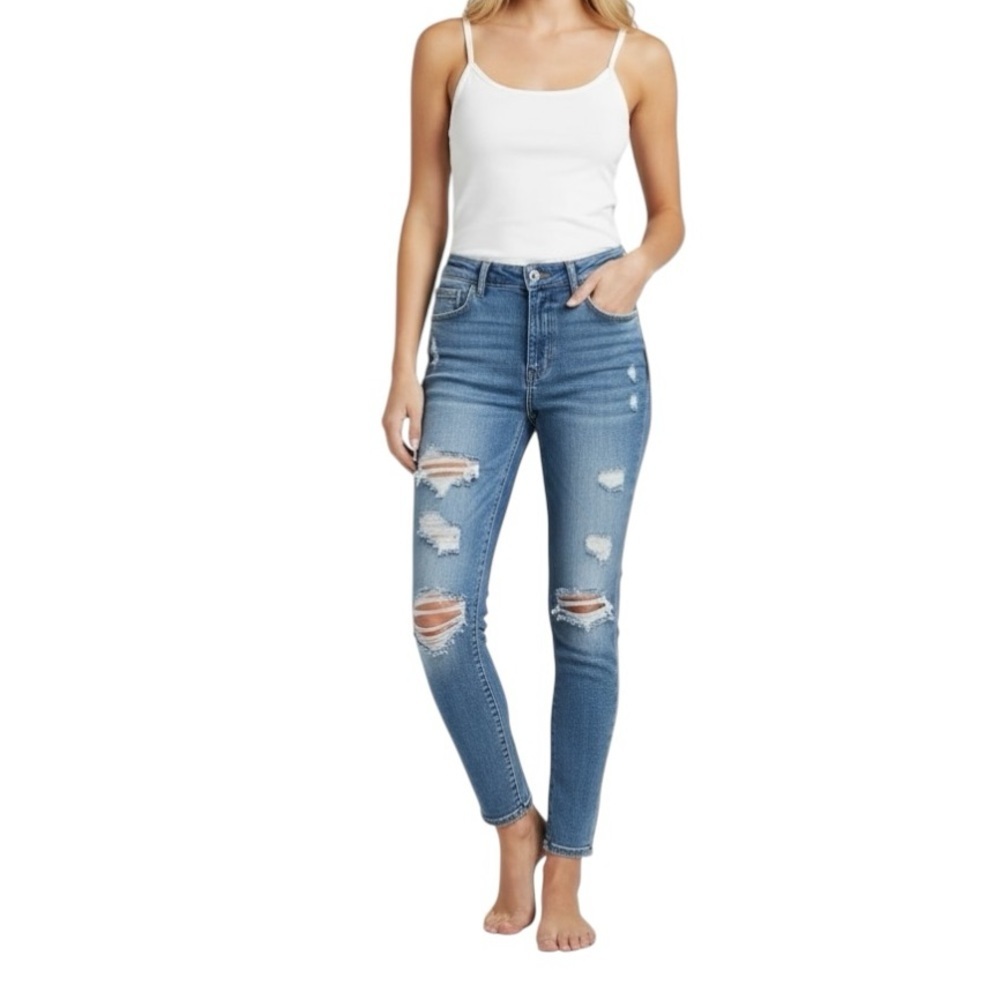 American Eagle Curvy Highest Rise Jegging Jeans Distressed Size 12 W31 NWT - Picture 10 of 10